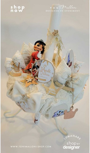Lumanare botez Mickey Mouse Wizard creata cu o figurina special creata manual unicat 10